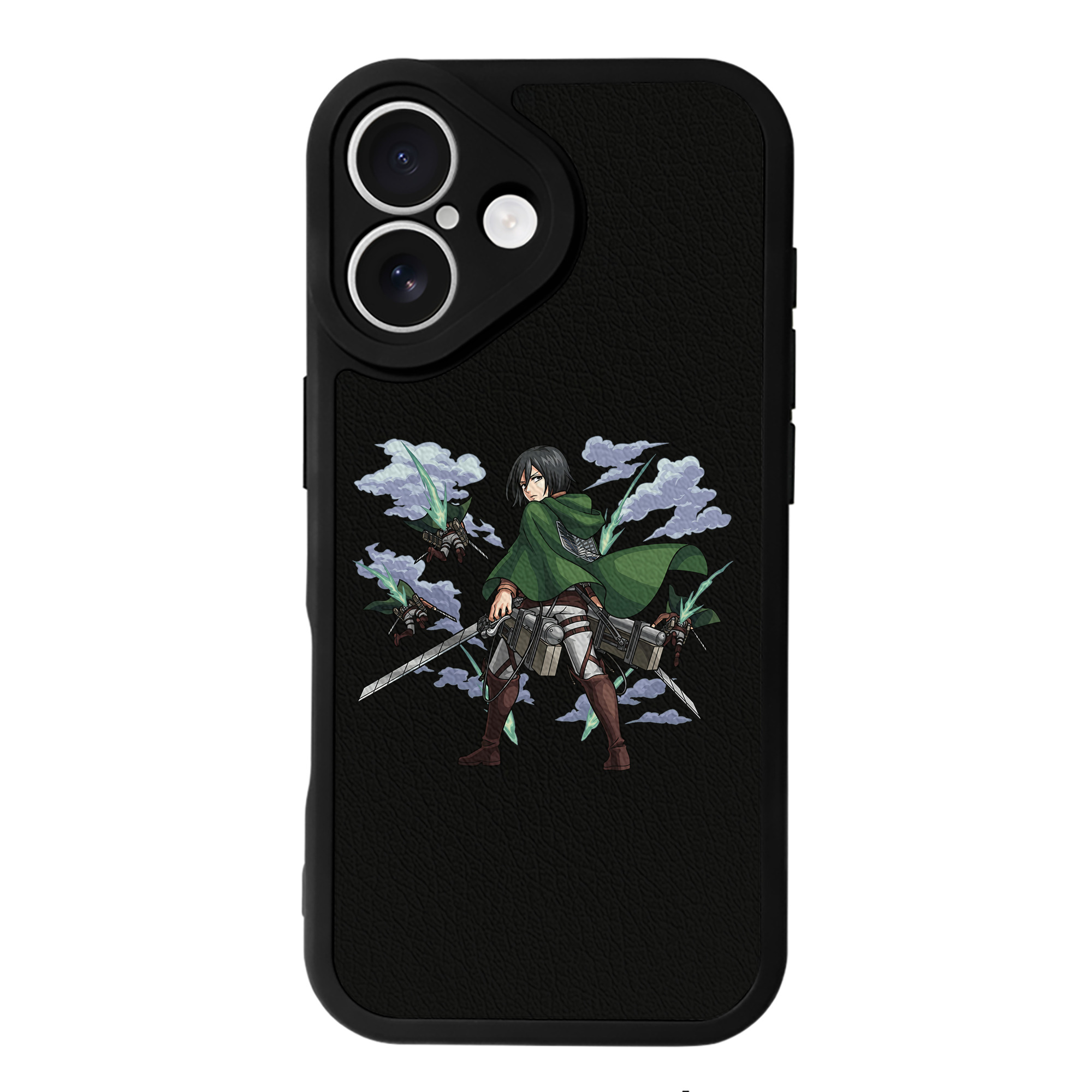 （画像用） 進撃の巨人 ミカサ·アッカーマン Attack on Titan Mikasa Ackerman 【iPhone 16シリーズ対応】シリコンスマホケース（レザー調） 材質：シリコン